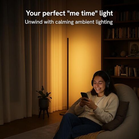 Aura RGBICW Floor Lamp, Ambient Lighting LED Corner Light App & Voice Control with Music Sync 1000 Lumen 4-Billion Colors, 90+ CRI, Preset & Custom Colors & Scenes, Modern Floor Lamps for Living Room in Saudi Arabia