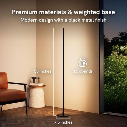 Aura RGBICW Floor Lamp, Ambient Lighting LED Corner Light App & Voice Control with Music Sync 1000 Lumen 4-Billion Colors, 90+ CRI, Preset & Custom Colors & Scenes, Modern Floor Lamps for Living Room in Saudi Arabia