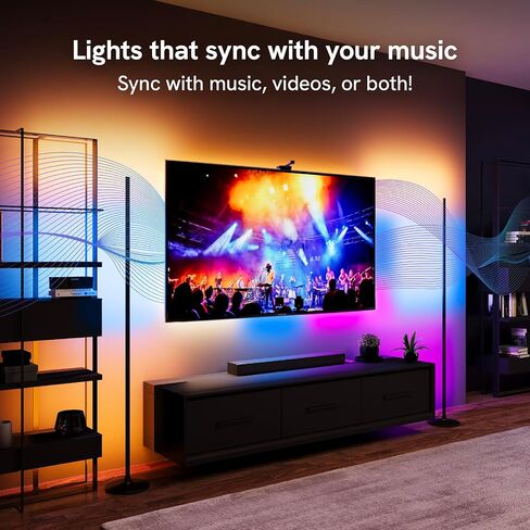 Aura RGBICW Floor Lamp, Ambient Lighting LED Corner Light App & Voice Control with Music Sync 1000 Lumen 4-Billion Colors, 90+ CRI, Preset & Custom Colors & Scenes, Modern Floor Lamps for Living Room in Saudi Arabia
