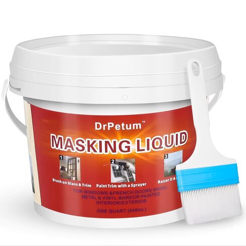 Masking Liquid Tape, Transparent Peelable Coating for Protect Windows Glass, Used for Priming Windows, Floors and Non-Porous Surfaces Painting, 1 Quart (with Paint Brush) in Saudi Arabia