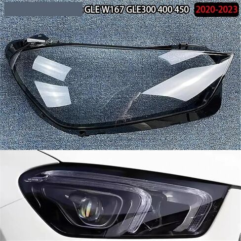 متوافق مع مرسيدس بنز GLE W167 GLE300 400 450 2020-2023 غطاء زجاجي أمامي للمصابيح الأمامية حافظة عدسات شفافة (يمين) in Saudi Arabia