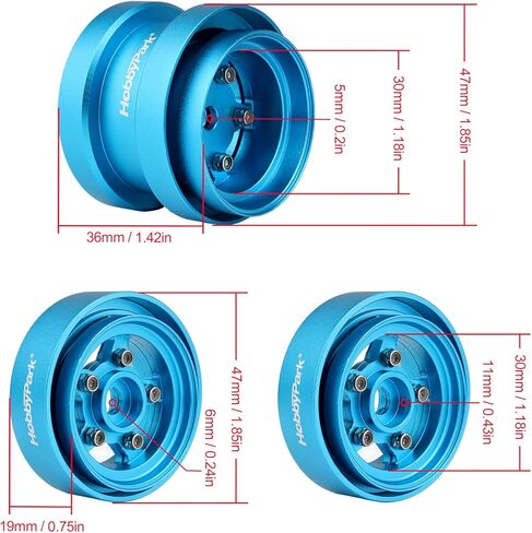 HobbyPark Aluminum Beadlock Wheels Rims Wheel Hub for Tamiya Hornet, Grasshopper, Mighty Frog, Buggy Champ, Fast Attack, Fighting Buggy Upgrades Upgrades Replacement (Silver) in Saudi Arabia