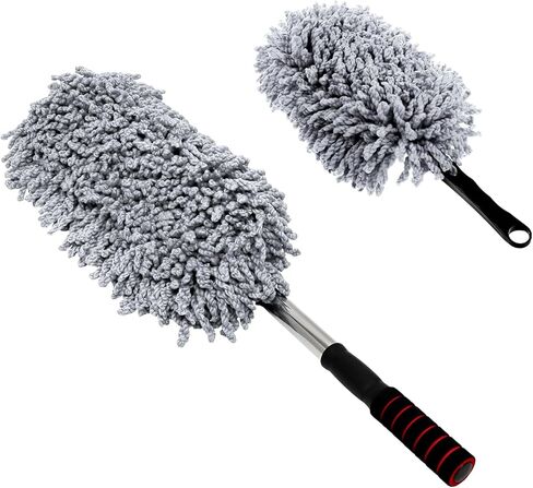 2 PCS Microfiber Car Dusters, Scratch Free Auto Exterior Dust Brust Set with Extendable Duster, Multipurpose Soft Brushes Dusting Supplies for Cars Trucks SUVs Motorcycles (Blue) in Saudi Arabia