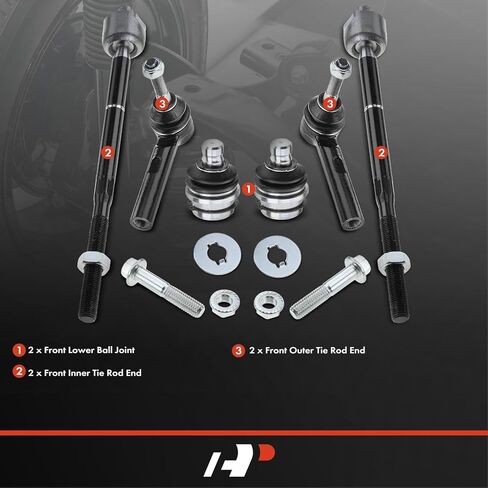 A-Premium Set of 6, Front Lower Ball Joint, Inner Outer Tie Rod End, Compatible with Jeep Compass 2007-2017, Patriot 2007-2017, Dodge Caliber 2007-2012 in Saudi Arabia