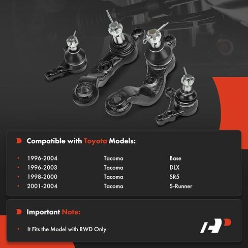 A-Premium Set of 4, Front Upper and Lower Ball Joints Kit, Compatible with Toyota Tacoma 1996-2004, RWD in Saudi Arabia