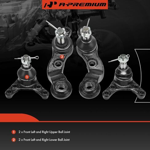 A-Premium Set of 4, Front Upper and Lower Ball Joints Kit, Compatible with Toyota Tacoma 1996-2004, RWD in Saudi Arabia