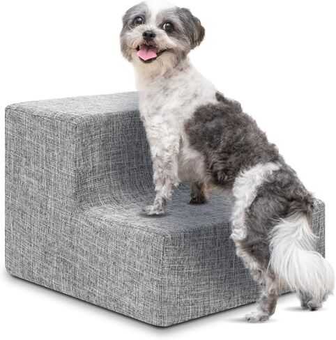 Best Pet Supplies Foam Pet Steps for Small Dogs and Cats, Portable Ramp Stairs for Couch, Sofa, and High Bed Climbing, Non-Slip Balanced Indoor Step Support, Paw Safe - Ivory, 3-Step (H: 13.5") in Saudi Arabia