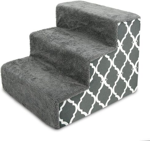 Best Pet Supplies Foam Pet Steps for Small Dogs and Cats, Portable Ramp Stairs for Couch, Sofa, and High Bed Climbing, Non-Slip Balanced Indoor Step Support, Paw Safe - Ivory, 3-Step (H: 13.5") in Saudi Arabia