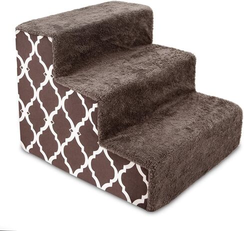 Best Pet Supplies Foam Pet Steps for Small Dogs and Cats, Portable Ramp Stairs for Couch, Sofa, and High Bed Climbing, Non-Slip Balanced Indoor Step Support, Paw Safe - Ivory, 3-Step (H: 13.5") in Saudi Arabia