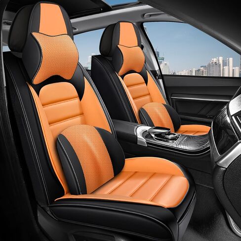 غطاءان لمقاعد السيارة لسيارة Ford Expedition 2010-2026 من الجلد المسامي، واقيات مقاعد السيارة مقاومة للماء مع وسائد مريحة لمسند الرأس، وسادة سيارة مع جيوب تخزين (فاخرة، أسود) in Kuwait