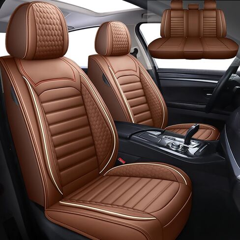 Leather Car Seat Covers for Toyota Crown 2023-2024,Car Seat Covers Full Set,Seat Covers with Safety,Waterproof Seat Cover Compatible Airbag(5pcs Coffee Standard) in Saudi Arabia