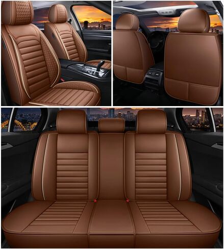 Leather Car Seat Covers for Toyota Crown 2023-2024,Car Seat Covers Full Set,Seat Covers with Safety,Waterproof Seat Cover Compatible Airbag(5pcs Coffee Standard) in Saudi Arabia