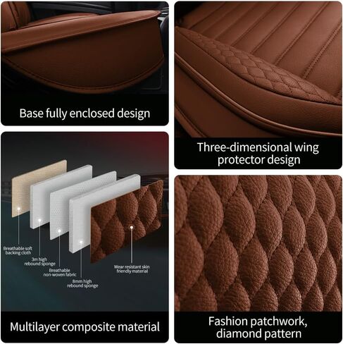 Leather Car Seat Covers for Toyota Crown 2023-2024,Car Seat Covers Full Set,Seat Covers with Safety,Waterproof Seat Cover Compatible Airbag(5pcs Coffee Standard) in Saudi Arabia