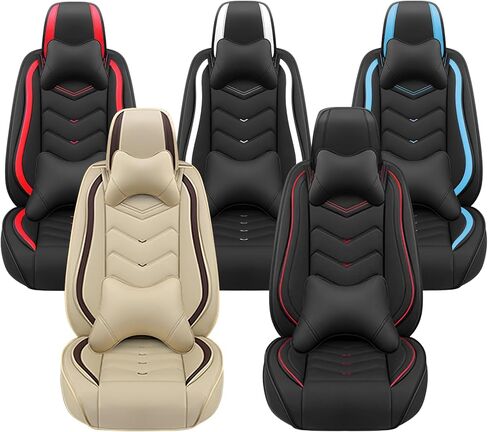 Car Seat Covers for Audi A3 2006-2026, Premium Nappa Leather Car Seat Cover, Stylish Sport Seat Covers， Automobile Seat Cover Sets.(Luxury 2 Seats/Black White) in Saudi Arabia