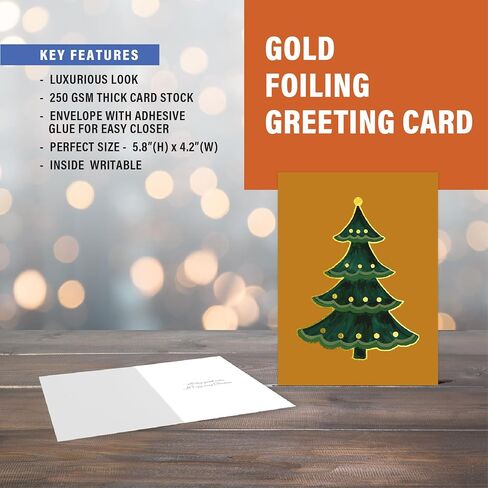 easykart labels 18 Boxed Merry Christmas Greeting Cards with Foiling, 5.75 x 4.25 Inch with Envelopes & Sealing Stickers in Saudi Arabia