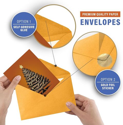 easykart labels 18 Boxed Merry Christmas Greeting Cards with Foiling, 5.75 x 4.25 Inch with Envelopes & Sealing Stickers in Saudi Arabia