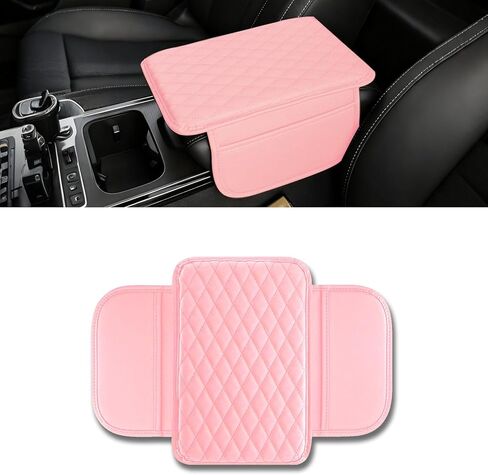 Car Center Console Cover, Microfiber Leather Car Armrest Box Cover with 2 Storage, Universal Car Armrest Storage Box Cover, Car Interior Accessories for Most Vehicles, SUV, Truck (Black) in Saudi Arabia
