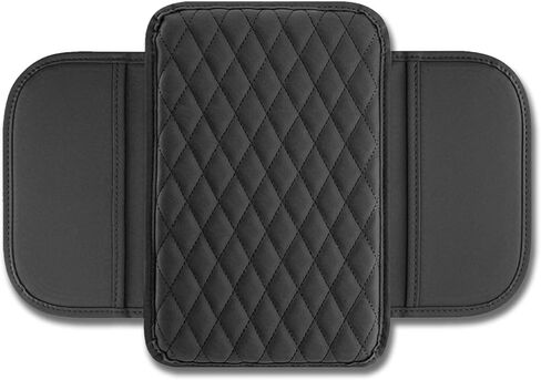 Car Center Console Cover, Microfiber Leather Car Armrest Box Cover with 2 Storage, Universal Car Armrest Storage Box Cover, Car Interior Accessories for Most Vehicles, SUV, Truck (Black) in Saudi Arabia