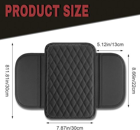 Car Center Console Cover, Microfiber Leather Car Armrest Box Cover with 2 Storage, Universal Car Armrest Storage Box Cover, Car Interior Accessories for Most Vehicles, SUV, Truck (Black) in Saudi Arabia