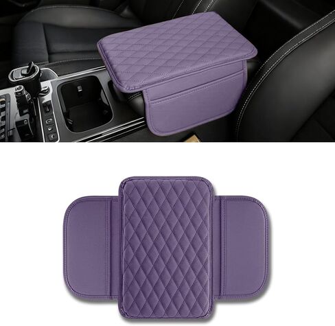 Car Center Console Cover, Microfiber Leather Car Armrest Box Cover with 2 Storage, Universal Car Armrest Storage Box Cover, Car Interior Accessories for Most Vehicles, SUV, Truck (Black) in Saudi Arabia