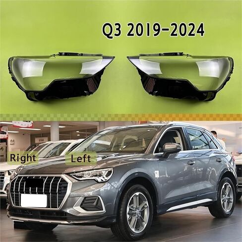 متوافق مع أودي Q3 2019 2020 2021 2022 2023 2024 غطاء المصباح شفاف عاكس الضوء كشافات قذيفة استبدال العدسة الأصلية (يسار) in Kuwait