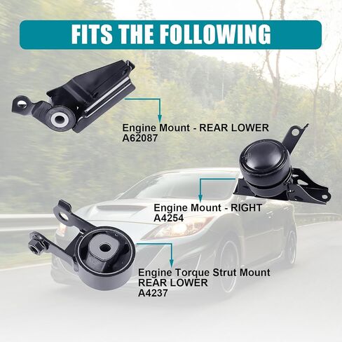 Engine Motor & Transmission Mount Kit 4pcs Compatible with Fits 2007-2009 Toyota Camry 2.4L Replace A4274 A4288 A4295 A62009 in Kuwait