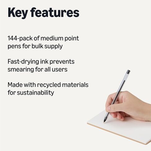 Amazon Basics Ballpoint Pens, 1.0mm, Black, 144 Pack in Saudi Arabia