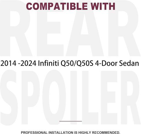 Big Spoiler Wings for 2014-2024 Infiniti Q50 Base Premium Q50S Sport Sedan Rear Trunk Spoiler Lip Tail Wing Trunk Lid PSM Style ABS Glossy Black in Kuwait