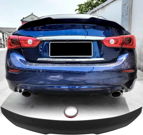 Big Spoiler Wings for 2014-2024 Infiniti Q50 Base Premium Q50S Sport Sedan Rear Trunk Spoiler Lip Tail Wing Trunk Lid PSM Style ABS Glossy Black in Kuwait
