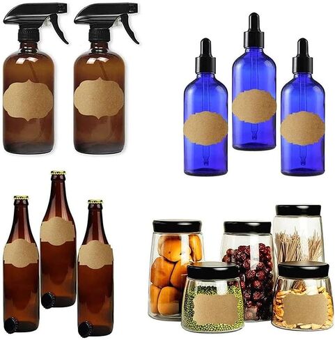 300PCS Gift Tag Labels, Kraft Label Stickers, Removable Food Labels, Self-Adhesive Blank Label for Gifts Glass Bottles Container in Saudi Arabia