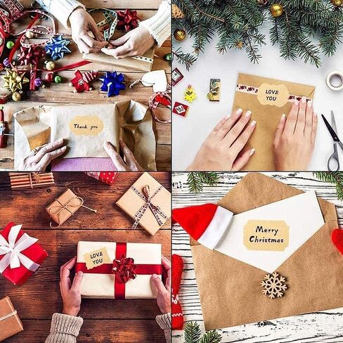300PCS Gift Tag Labels, Kraft Label Stickers, Removable Food Labels, Self-Adhesive Blank Label for Gifts Glass Bottles Container in Saudi Arabia