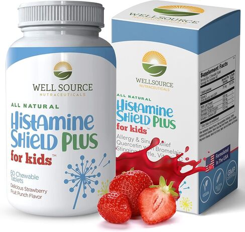 Histamine Shield Plus for Kids™ All Natural Antihistamine Supplement: Works On All Allergy Types. Pollen, Pet Dander, Dust, Mold, and Odor Allergies. 60 Tablets in Saudi Arabia