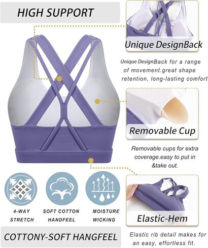 RUNNING GIRL Sports Bra for Women High Support, Criss-Cross Back Padded Strappy Sports Bras Yoga Bra with Removable Cups in Kuwait