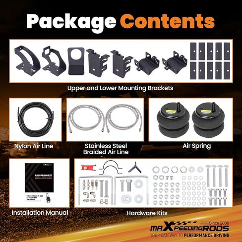 maXpeedingrods 5000 lbs Air Suspension Bags Kit, for Ford F-250 F-350 2WD 4WD 2011-2016, F-450 4WD 2WD 2011-2013, Rear Air Helper Spring Kit, with Stainless Steel Braided Air Line in Saudi Arabia