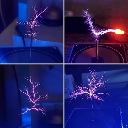 Bluetooth Music Tesla Coil, SSTC Artificial Lightning Plasma Loudspeaker Arc Generator, Wireless Transmission Teaching Demonstration Experiment Model, Base 4.17" x 4.17", Black Desktop Ornament in Saudi Arabia