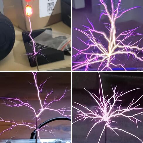 Bluetooth Music Tesla Coil, SSTC Artificial Lightning Plasma Loudspeaker Arc Generator, Wireless Transmission Teaching Demonstration Experiment Model, Base 4.17" x 4.17", Black Desktop Ornament in Saudi Arabia