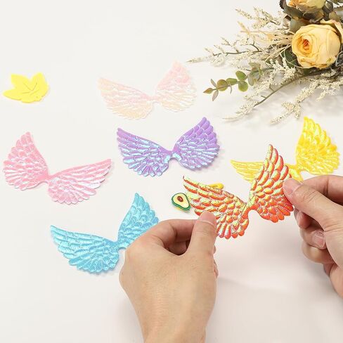 PATIKIL 18Pcs Angel Wings for Crafts, Small Glitter White Angel Wings Ornament Fabric Wings Sew on Patches for Backpacks Dress DIY Crafts Decorative Props (3.4 Inch) in Saudi Arabia