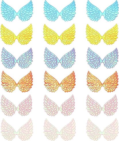 PATIKIL 18Pcs Angel Wings for Crafts, Small Glitter White Angel Wings Ornament Fabric Wings Sew on Patches for Backpacks Dress DIY Crafts Decorative Props (3.4 Inch) in Saudi Arabia