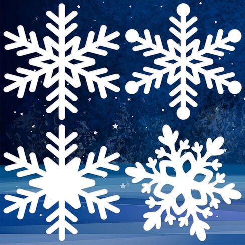 36 Pcs 12 Inch Snowflake Paper Cutouts Large Christmas Snowflakes Shapes Die Cuts 12' White Winter Snowflake Classroom Bulletin Board Decor with Glue Points for DIY Craft Holiday Xmas Party Supplies in Saudi Arabia