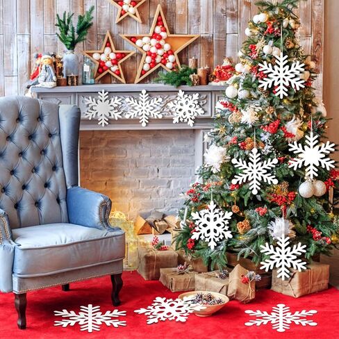 36 Pcs 12 Inch Snowflake Paper Cutouts Large Christmas Snowflakes Shapes Die Cuts 12' White Winter Snowflake Classroom Bulletin Board Decor with Glue Points for DIY Craft Holiday Xmas Party Supplies in Saudi Arabia