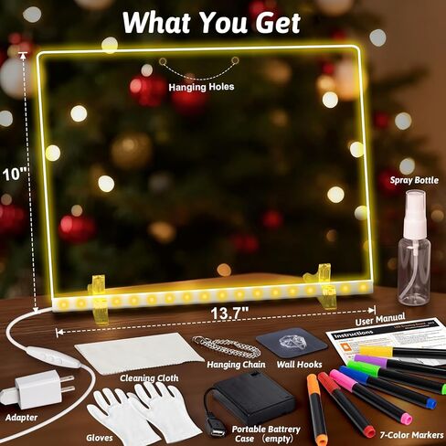 Led Drawing Board with Battery Pack, 13.7"X10" Portable Led Drawing Board 4 Modes Light for Kids Girls, Light Up Acrylic Dry Erase Board with 7 Markers, Adapter, Stand, for Office, School, Home in Saudi Arabia