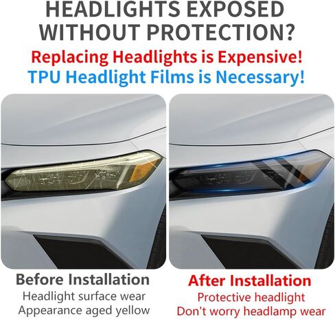 Car Headlight Protective Film for Honda Civic 2022 2023 2024 2025 2026 11th Gen Auto Accessories Exterior Decor Smoky Matte Black Smart Tint TPU Cover Vinyl Wrap Sticker Kit Roll in Saudi Arabia