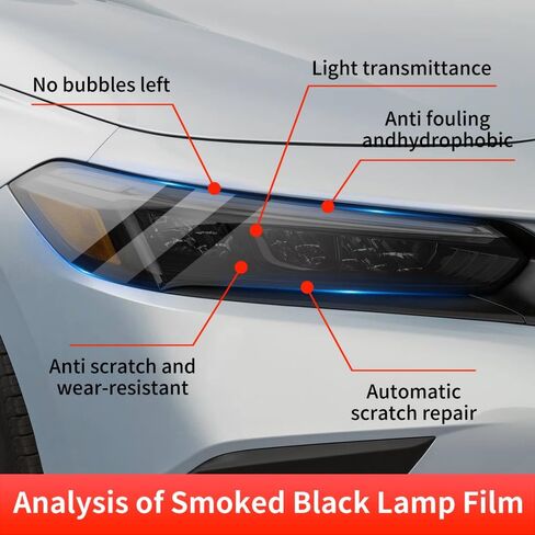 Car Headlight Protective Film for Honda Civic 2022 2023 2024 2025 2026 11th Gen Auto Accessories Exterior Decor Smoky Matte Black Smart Tint TPU Cover Vinyl Wrap Sticker Kit Roll in Saudi Arabia