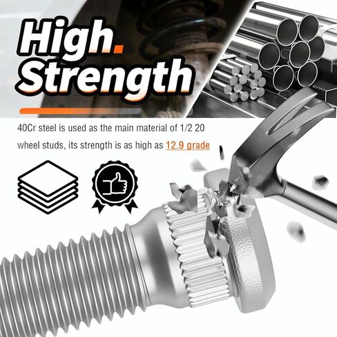 6PCS 1/2"-20 UNF Trailer Wheel Studs Compatible with Dexter/Lippert 2000-7000 lb Axles,Grade 12.9 Trailer Wheel Bolts Length 2.11"/Head 0.73"/Spline 0.56",Sturdy Wheels Lug Stud in Saudi Arabia