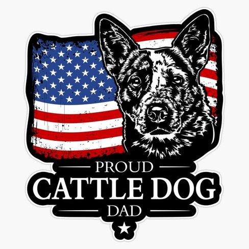 Dog Lovers And/Or Breeders. Cattle Dog With American Flag. Sticker Bumper Sticker Vinyl Decal 5" in Saudi Arabia