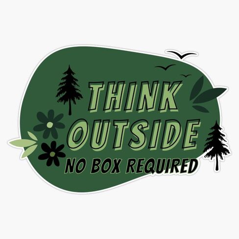 Think Outside No Box Required Quote Sticker Vinyl Waterproof Sticker Decal Car Laptop Wall Window Bumper Sticker 5" in Saudi Arabia