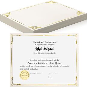 Fainne 50 Pcs Single Sided Award Certificate Holder with Foil Border for 8.5 x 11 Inches Certificates Cardstock Document Papers Diploma Covers Graduation Competition Supplies (Navy Blue, Silver)