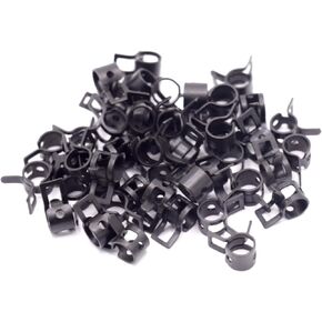 Joyangy 50Pcs 1/4 inch (6mm) ID Spring Band Type Action Hose Clamp, 0.25 inch Black Manganese Steel Spring Clip Pipe, Ideal for Fuel Line, Silicone Hose Line, and Water Pipe