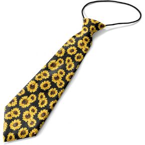 KAWAMOUSE Toddler Size ( Sunflower ) Pre-Tied Adjustable Novelty Necktie, Fashion Conversational Neck Strap Ties for Boys and Children, for Wedding Parties Events