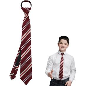 Luckyvestir Boys Tie Pre Tied Kids Tie, Adjustable Zipper Tie for Boy Striped School Tie for Graduation Wedding Casual